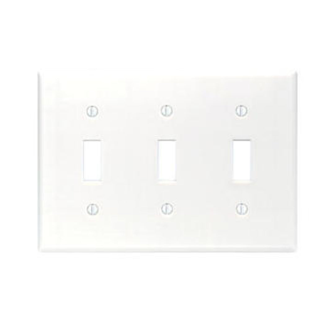 Leviton 88011 3-Gang Toggle Switch Wallplate, Standard Size, Thermoset
