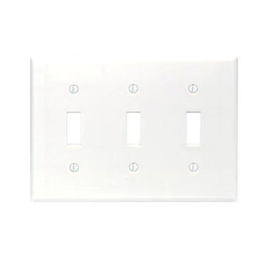 Leviton 88011 3-Gang Toggle Switch Wallplate, Standard Size, Thermoset