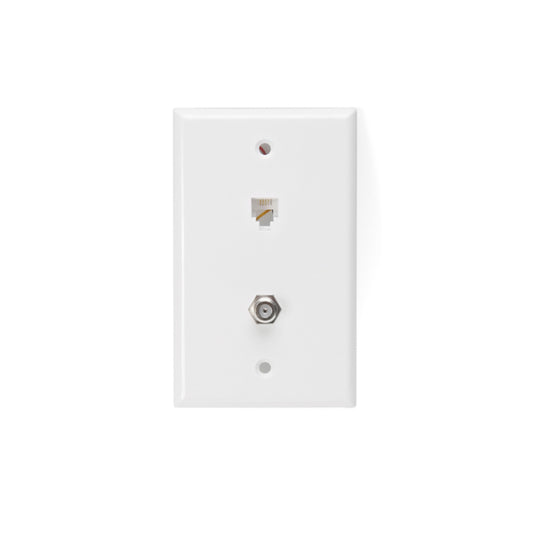 Leviton 40259-W Telephone Wall Jack, 6P4C, Standard, Flush-Mount, White