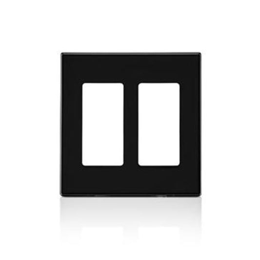 Leviton 80309-SE 2-Gang, Subplate Included, Polycarbonate, Snap-On Mount Screwless Wallplate