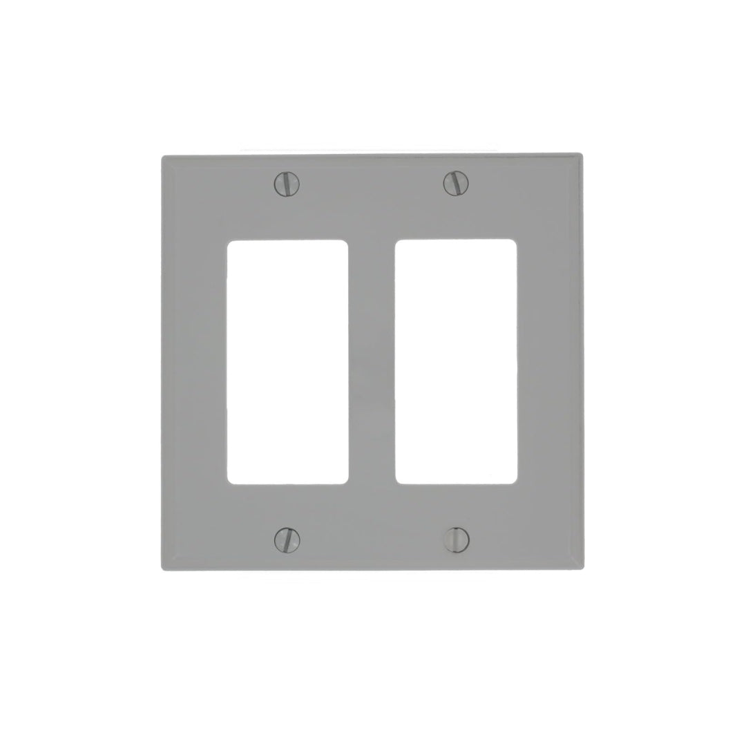 Leviton 80409-NGY Decora Wallplate, Standard Size, Gang 2
