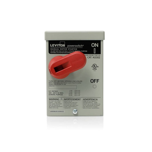 Leviton N3302-DS Double-Pole AC Manual Motor Controller