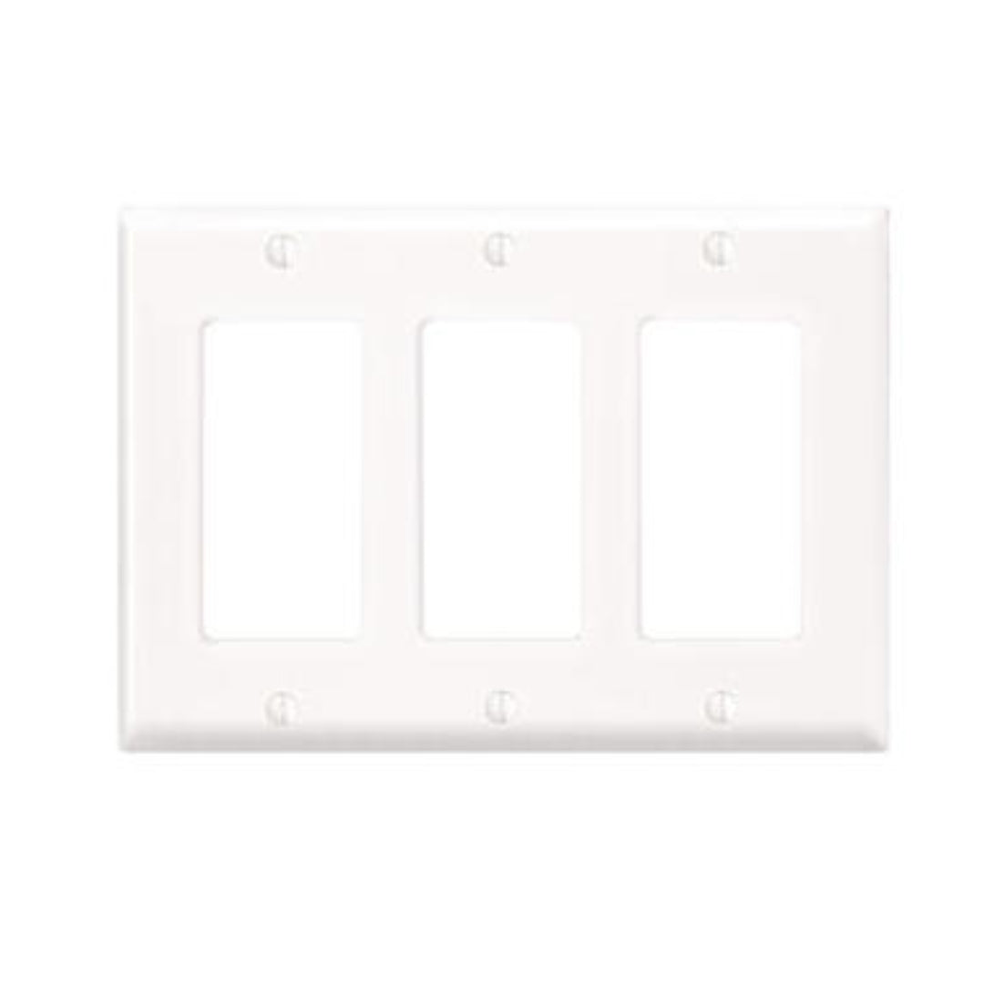 Leviton 80411-W 3-Gang Decora/GFCI Device Decora Wallplate