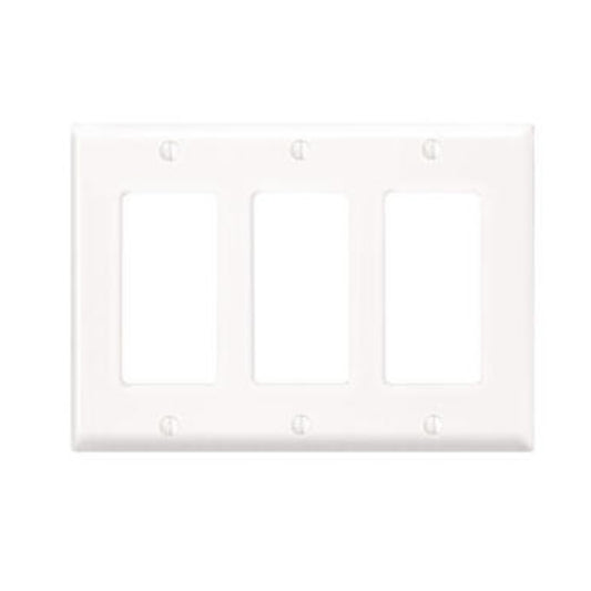 Leviton 80411-W 3-Gang Decora/GFCI Device Decora Wallplate