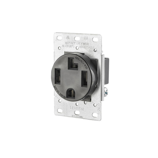 Leviton 278-S00 30 Amp, 125/250 Volt, NEMA 14-50R, 3-Pole, 4-Wire, Flush Mount Outlet/Receptacle
