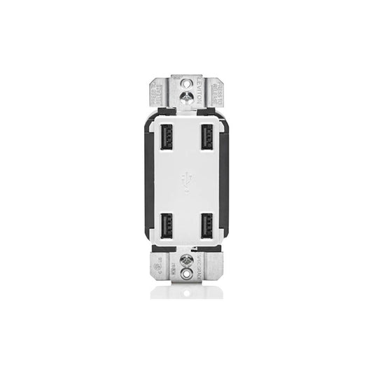 Leviton USB4P-W 4.2A 4-Port USB Type-A Wall Outlet Charger