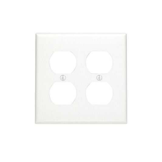 Leviton 80716-W 2-Gang Duplex Outlet/Receptacle Wallplate, Standard Size