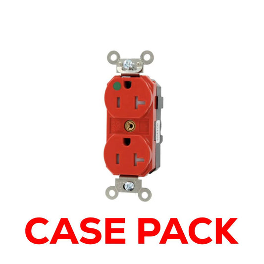 10 Pack Leviton MT830-ILR Lev-Lok 20-Amp, 2P, 2W, Tamper-Resistant, Illuminated Face, Hospital Grade, Isolated Ground, Modular Wiring Device Duplex Receptacle, Red