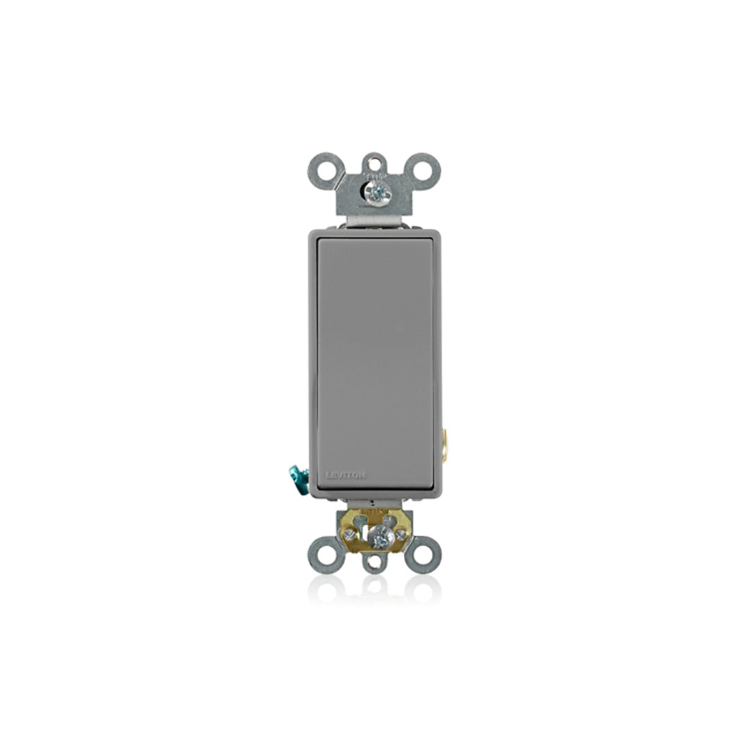 Leviton 5621-2GY 20 Amp, 120/277 Volt, Decora Plus Rocker Single-Pole AC Quiet Switch