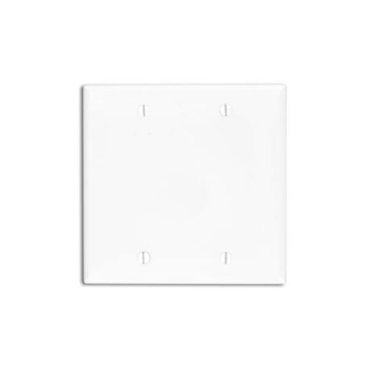 Leviton 80725-W 2-Gang Blank Wallplate, Standard Size, Thermoplastic Nylone