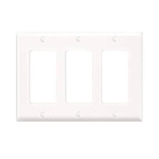 Leviton 80411-NW 3-Gang Decora/GFCI Device Decora Wallplate
