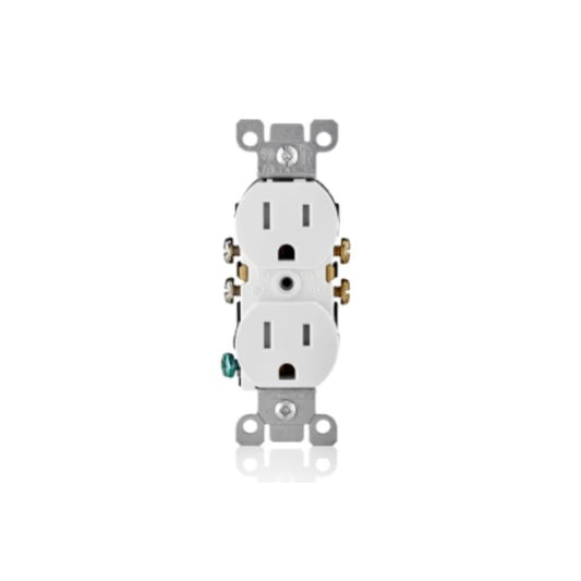 LEVITON 5320-WCI WH REC DUP. Builder Gr.2P 3W 15A125V