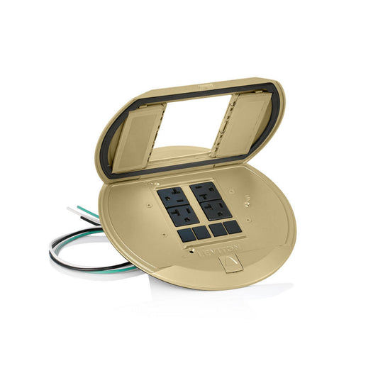 Leviton PT544-2B Poke-Through Pre-Wired Cover, Door-In-Door Flip Lids