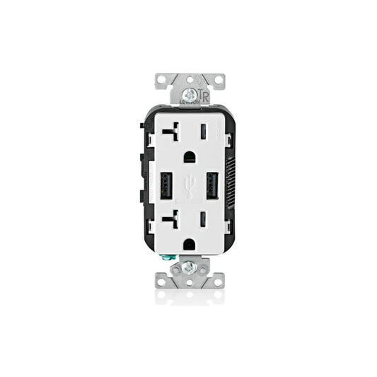 Leviton T5832-W Combination Duplex Receptacle/Outlet and USB Charger