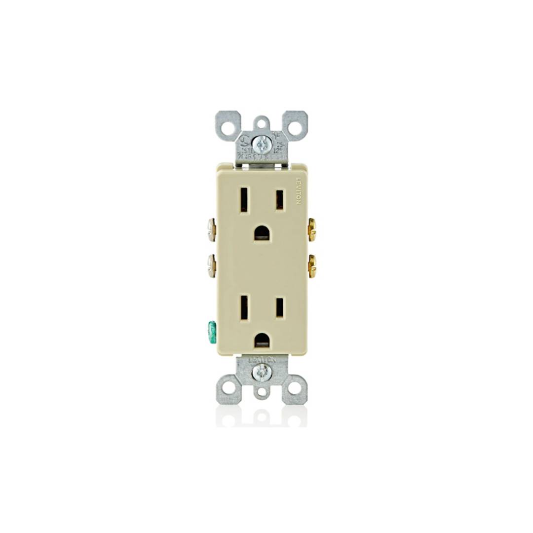 Leviton 5325-I 15 Amp Decora Duplex Outlet/Receptacle, Grounding
