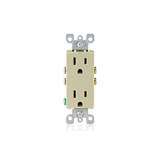 Leviton 5325-I 15 Amp Decora Duplex Outlet/Receptacle, Grounding