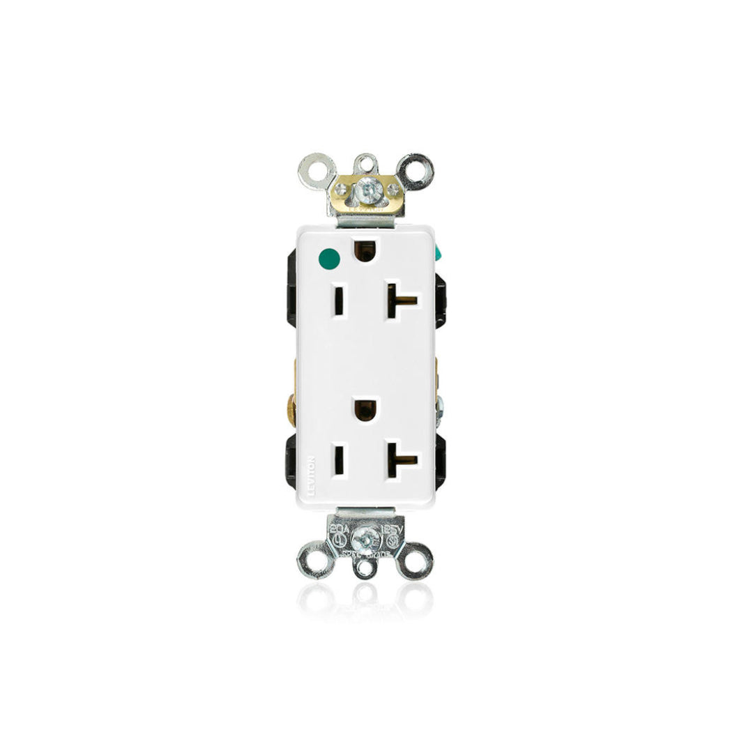 Leviton 16362-HGW 20 Amp Decora Plus Duplex Receptacle/Outlet, Hospital Grade
