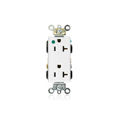 Leviton 16362-HGW 20 Amp Decora Plus Duplex Receptacle/Outlet, Hospital Grade