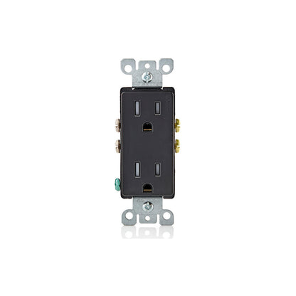 Leviton T5325-E 15 Amp Decora Tamper-Resistant Duplex Outlet/Receptacle, Grounding, Black