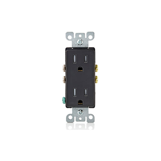 Leviton T5325-E 15 Amp Decora Tamper-Resistant Duplex Outlet/Receptacle, Grounding, Black