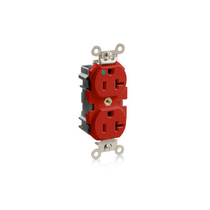 Leviton M8300-R Lev-Lok Duplex Receptacle Outlet, Extra Heavy-Duty Hospital Grade, Smooth Face
