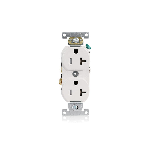Leviton TBR20-W Tamper-Resistant Duplex Receptacle, 20 Amp, 125 Volt