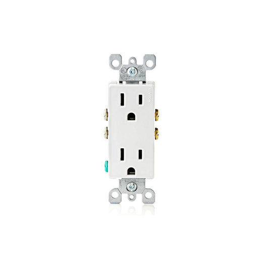 Leviton 5325-W 15 Amp, 125 Volt, Decora Duplex Receptacle