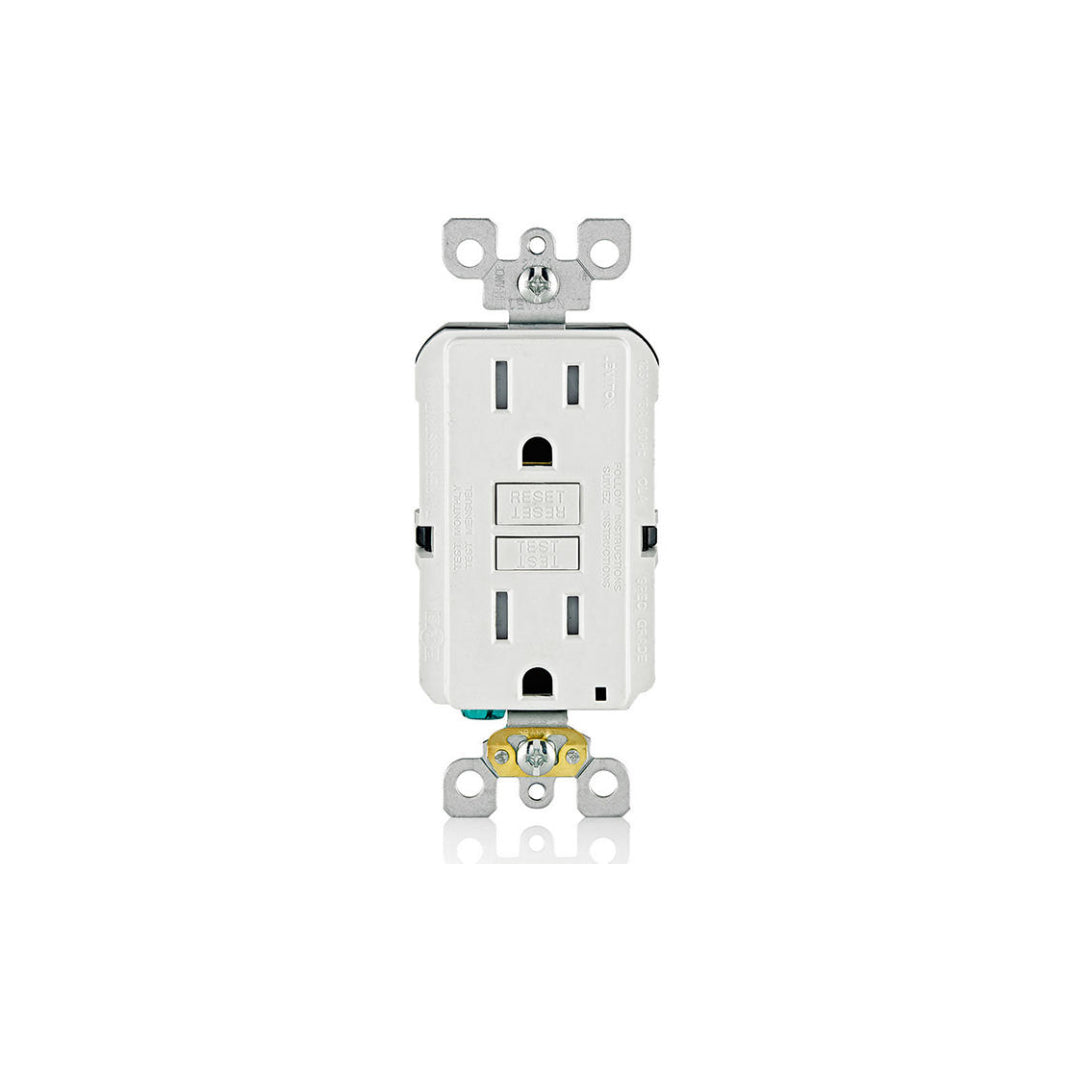 Leviton GFTR1-W 15 Amp, 125 Volt Receptacle/Outlet, 20 Amp Feed-Through, Self-test SmartlockPro