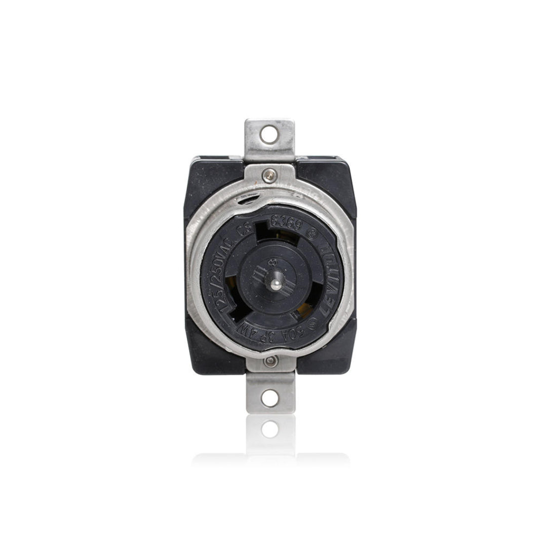 Leviton CS6369 Locking Receptacle, 50 Amp, 125/250V, 3 Pole, 4 Wire