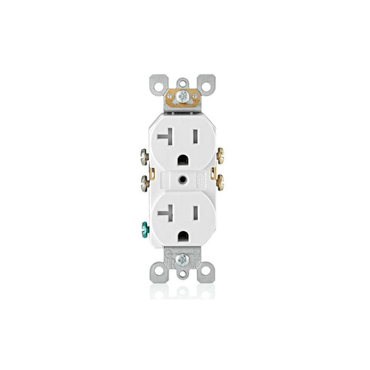 Leviton T5820-W 20 Amp Duplex Tamper-Resistant Outlet/Receptacle, Grounding
