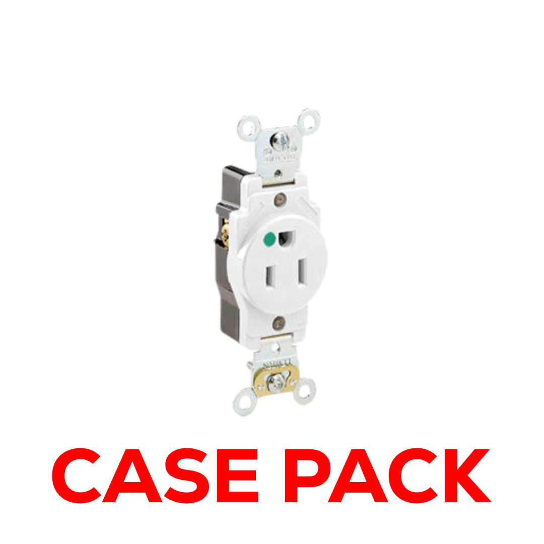 10 Pack Leviton 8210-I - 15 AMP - 125 Volt - NEMA 5-15R - 2P - 3W - Extra Heavy Duty Hospital Grade - Single Receptacle - Straight Blade
