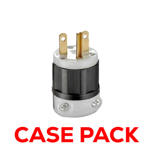 10 Pack Leviton 5666-C 15 Amp, 250 Volt, Industrial Grade, Angle Plug, Straight Blade, Grounding
