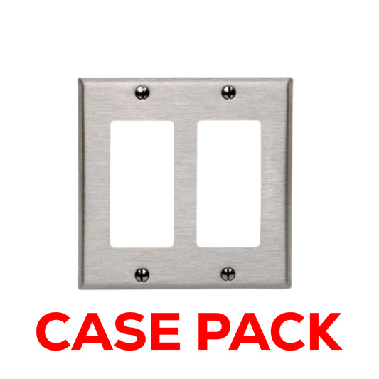 10-Pack Leviton 84409-40 2-Gang Decora/GFCI Device Decora Wallplate, Device Mount, Stainless Steel,