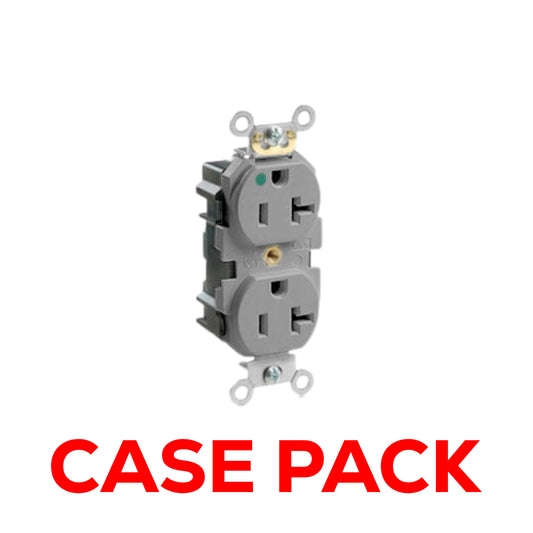 10 Pack Leviton M8300-HGY Lev-Lok Modular Wiring Device 20-Amp, 125 Volt, Narrow Body Duplex Receptacle, Straight Blade, Hospital Grade, Self Grounding, Gray