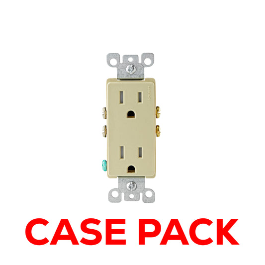 10 PackLeviton T5325-I 15 Amp Decora Tamper-Resistant Duplex Outlet/Receptacle, Grounding, Ivory
