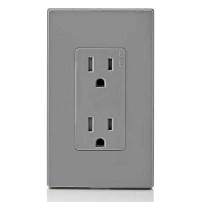 Leviton T5325-GY 15 Amp Decora Tamper-Resistant Duplex Outlet/Receptacle