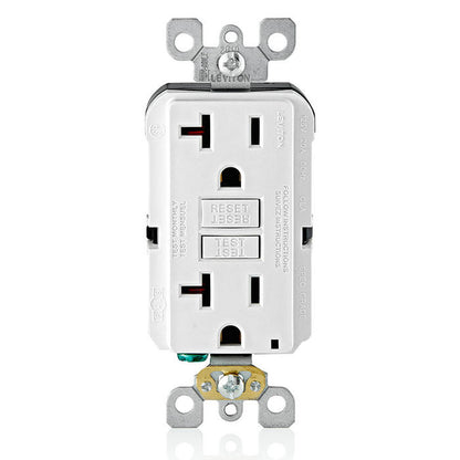 Leviton GFNT2-W 20 Amp, Self Test, Non Tamper-Resistant GFCI Outlet with LED Indicator Light