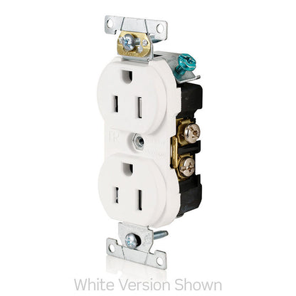 Leviton TBR15-W Tamper-Resistant Duplex Receptacle, 15 Amp, 125 Volt