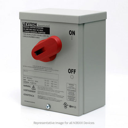 Leviton N3603 60 Amp, 600 Volt, Toggle In Type 3R Enclosure Three-Pole AC Manual