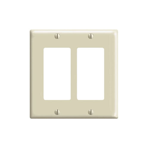 Leviton 80409-I 2-Gang Decora/GFCI Device Wallplate, Standard Size, Thermoset, Ivory