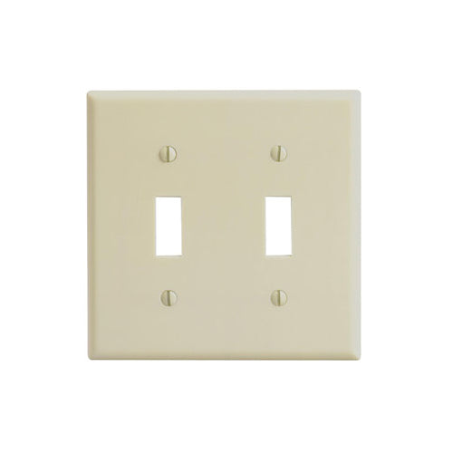 Leviton 86009 2-Gang Toggle Switch Wallplate, Standard Size, Thermoset, Ivory